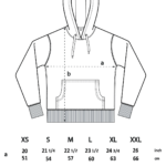 Hoodie sizing diagram