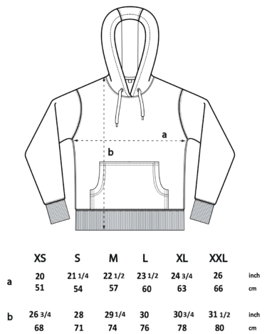 Hoodie sizing diagram