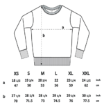Sweatshirt sizing diagram