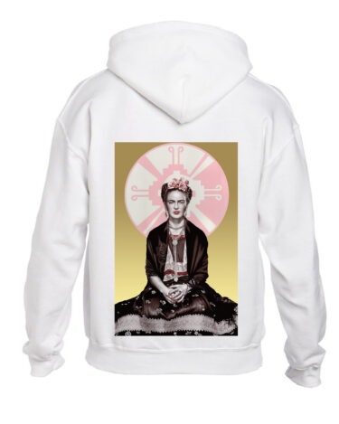 White Frida Kahlo Oversized Hoodie