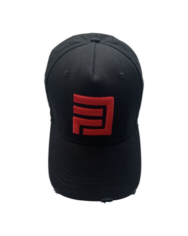 Dripp Factory distressed cap red on black front