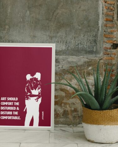 Bansky - Art Should Comfort... White/Red Poster