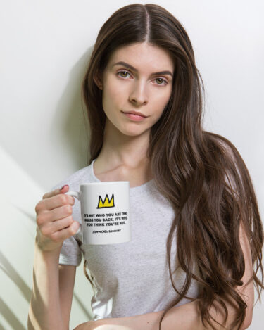 Jean-Michel Basquiat "It's not who you are..." white glossy mug